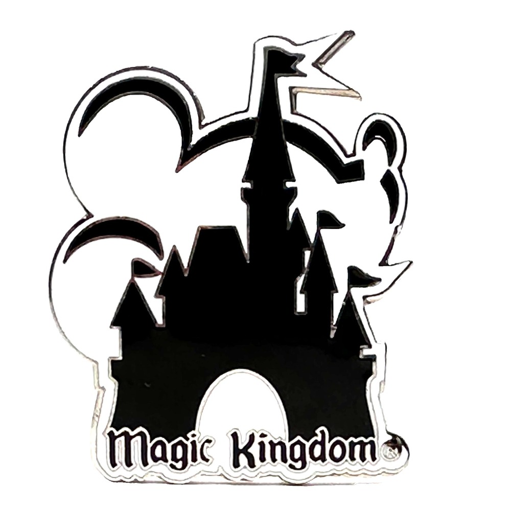 WDW Magic Kingdom Trading Pin Cinderella's Castle Mickey Silhouette B&W PP17432‎